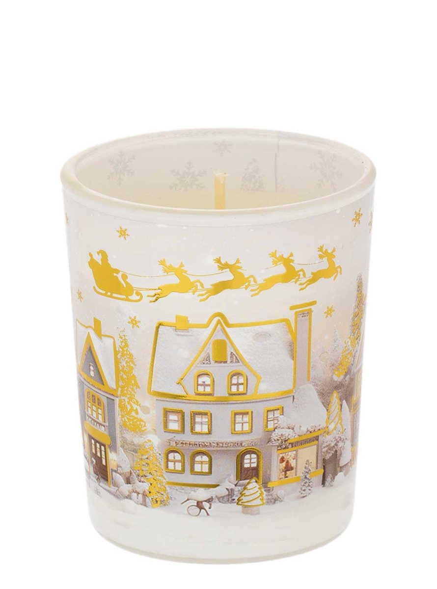 Bicchiere con candela profumata 70gr - paesaggio bianco (fragranza vaniglia)